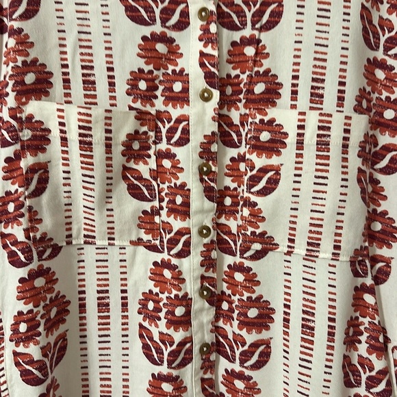 Pilcro Anthropologie Rust Tribal Floral Print 
Button Down Shirt Sz Small Boho - Picture 3 of 11